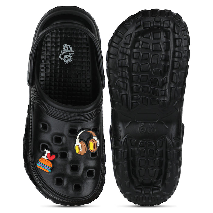 A-HA Black Casual Slingback Clogs For Kids PRL-4 By Liberty