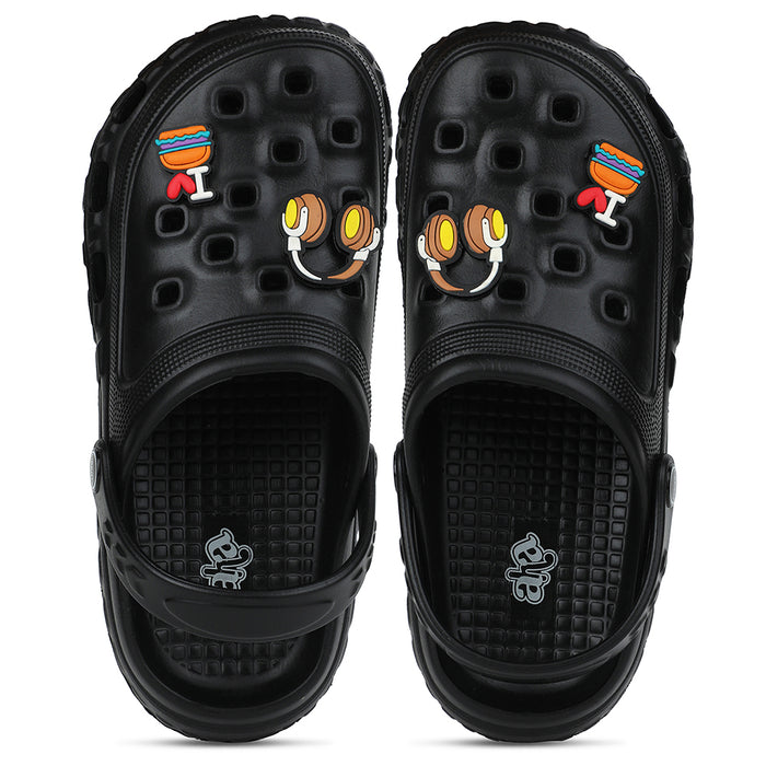 A-HA Black Casual Slingback Clogs For Kids PRL-4 By Liberty