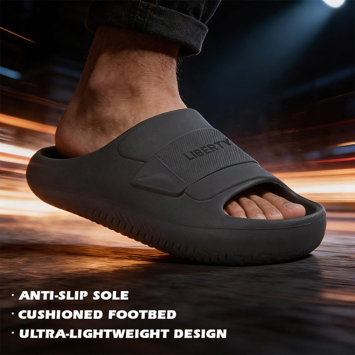 A Ha Dailywalk Black Casual Slip On Slides For Men By Liberty