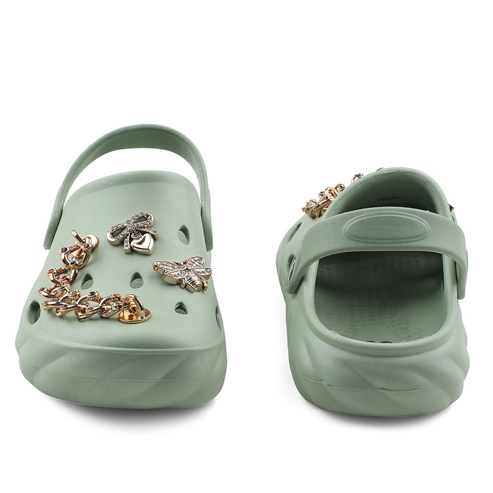 A-HA Light Green Slingback Clogs For Women BEACHWALKL By Liberty