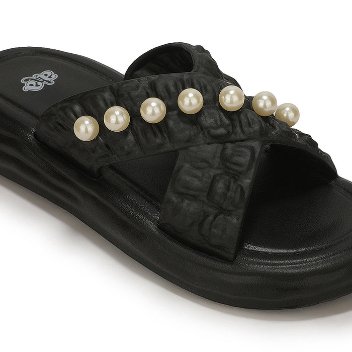 A-HA RESTWALK-2 Black Casual Slides For Women By Liberty