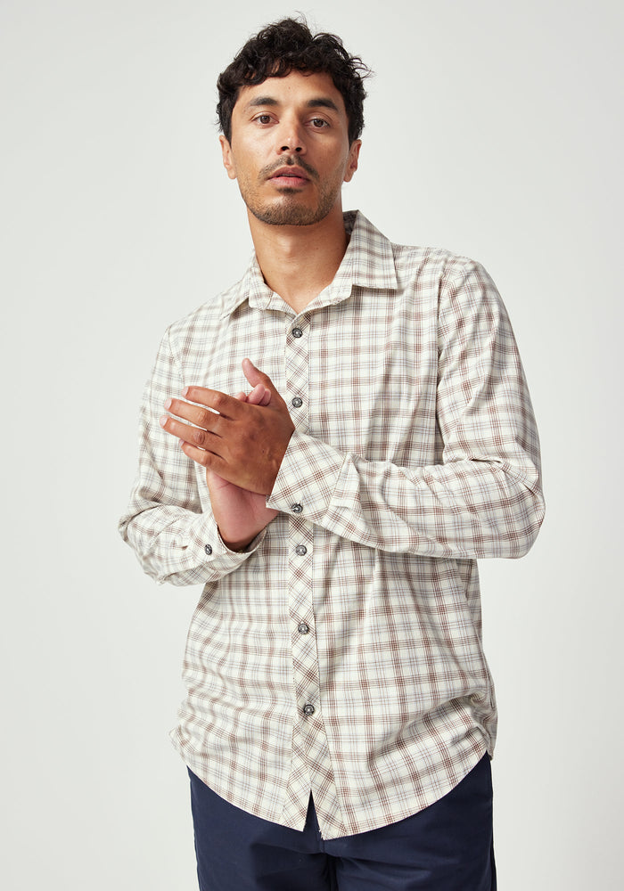 Archie Fitted Shirt - Oak Check