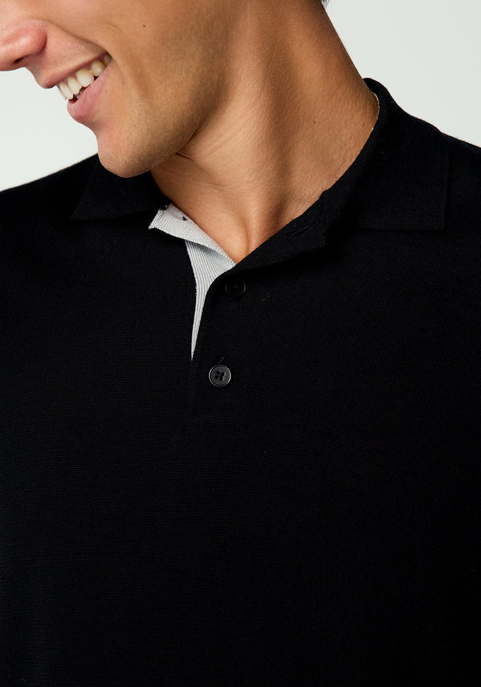 Arman Short Sleeve Polo - Black/Silver