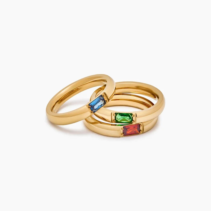 Custom baguette ring silver worn on hand — Olivia Jewelry