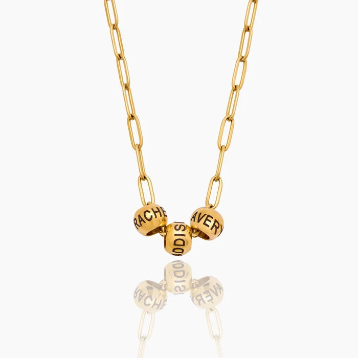 Engraved Multi Name Bead Necklace