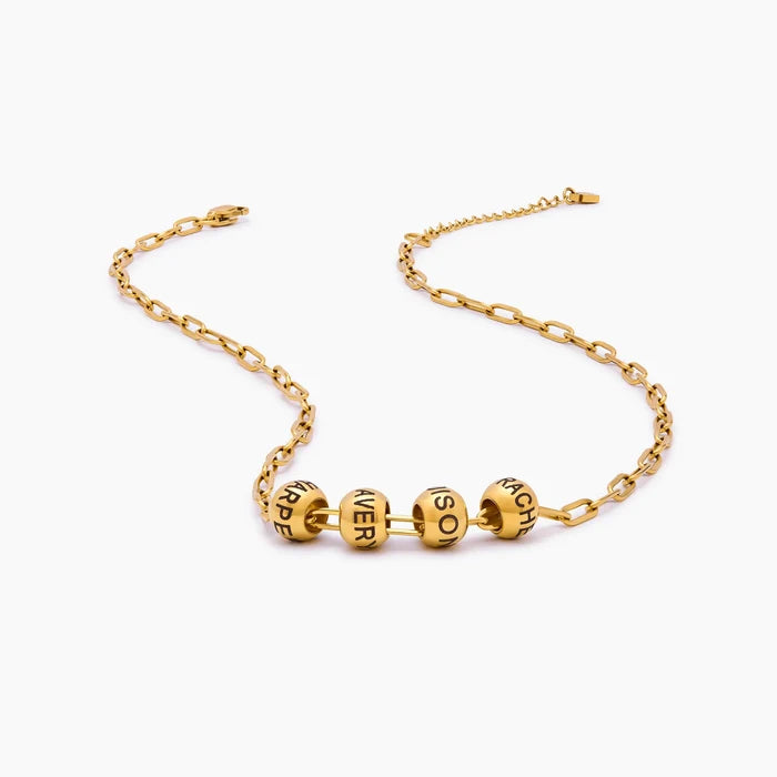 Engraved Multi Name Bead Necklace