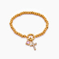Beaded Cross Birthstone Bracelet