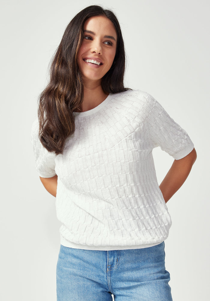 Belle Knit Tee - Cloud