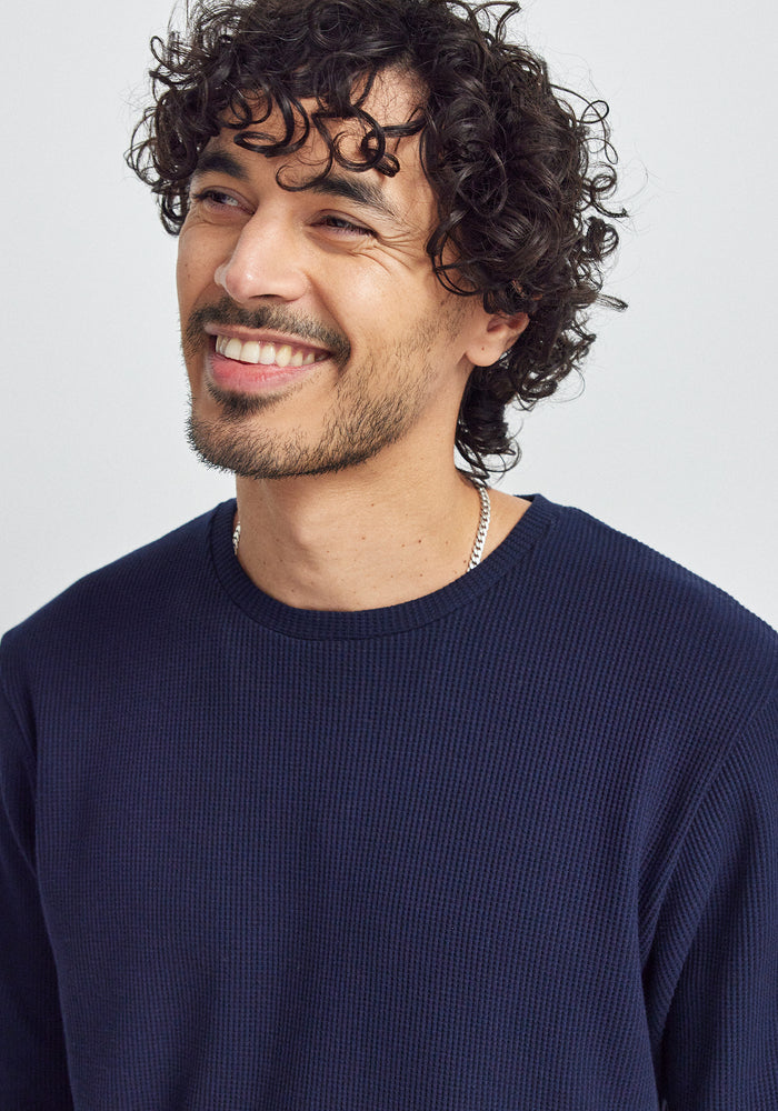 Brent Waffle Long Sleeve Tee - Dark Navy