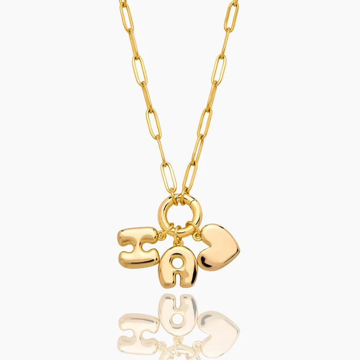 Bubble Heart Initial Necklace