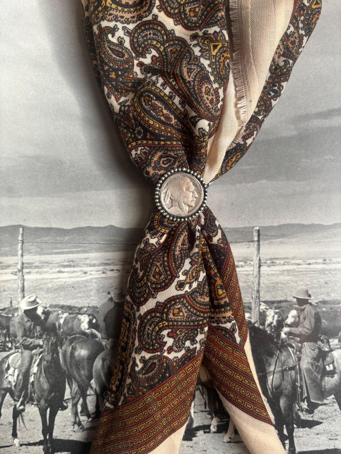 ✙ Buffalo Nickel Sterling Silver Scarf Slide