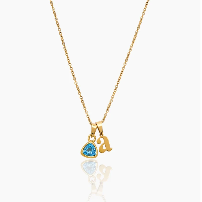 Cursive Initial & Birthstone Necklace