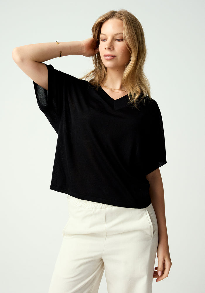 Camille V Tee - Black