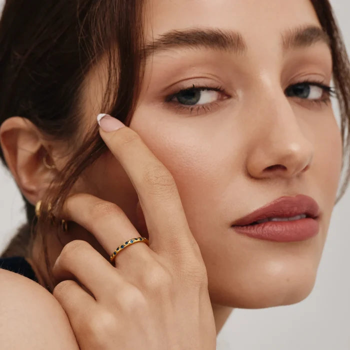 Personalised celestial birthstone ring close-up — Olivia Jewelry