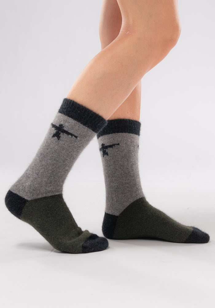 Colour Block Kite Socks - Shadow/Thyme Multi