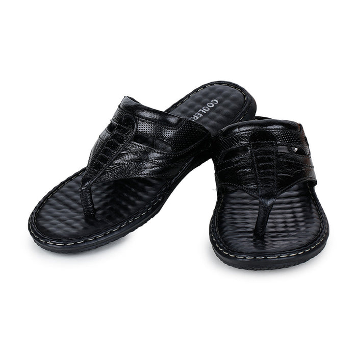 Coolers By Liberty DTL-3 Casual Black Slippers & Flip-Flop For Men