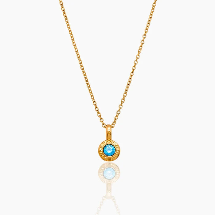 Crushed birthstone pendant necklace gold — Olivia Jewelry