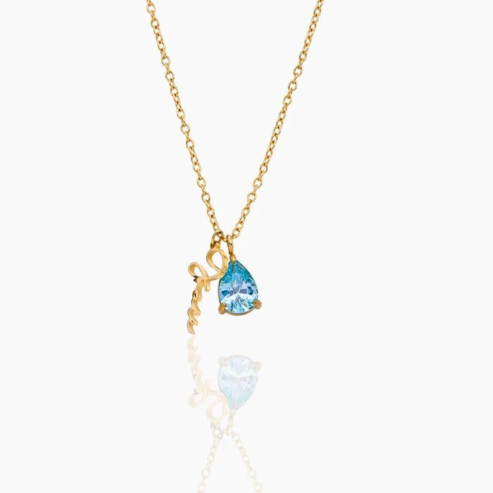 Dainty Name & Birthstone Charm Necklace