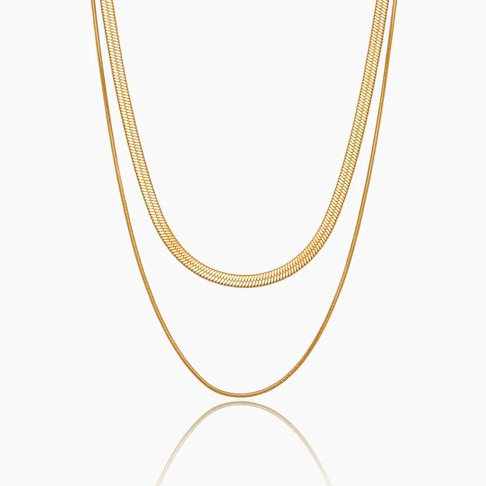 Double Snake Chain Layered Necklace