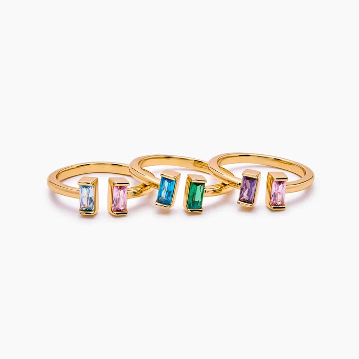 Double Baguette Birthstone Ring
