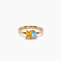 Duo birthstone ring gold on finger — Olivia Jewelry