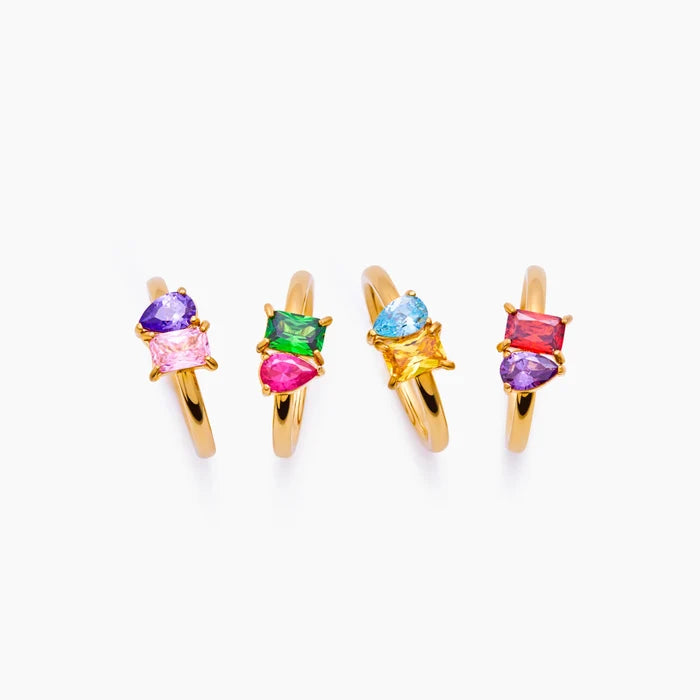Personalised two birthstone ring gold — Olivia Jewelry