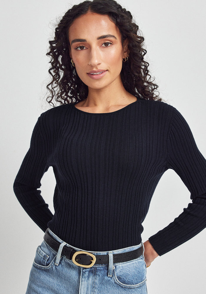 Ella Rib Top - Deep Blue