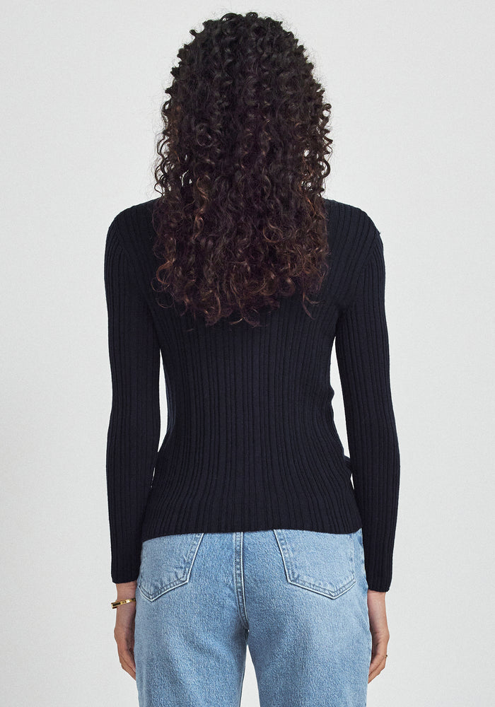 Ella Rib Top - Deep Blue