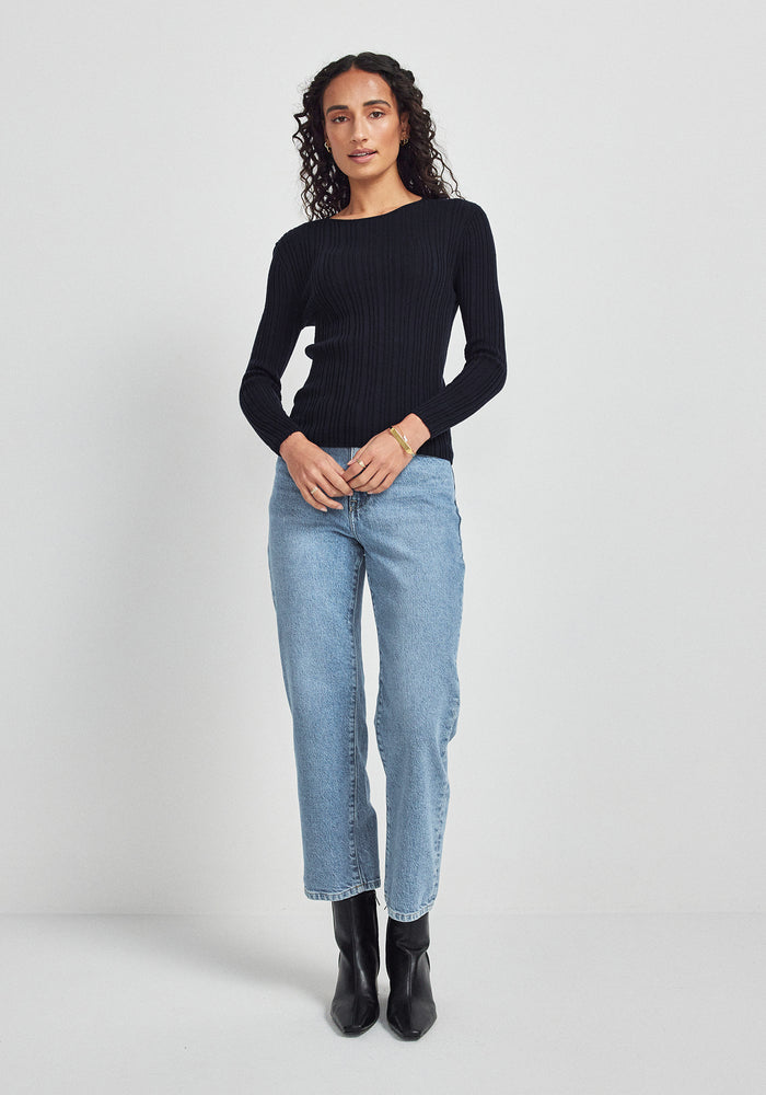 Ella Rib Top - Deep Blue