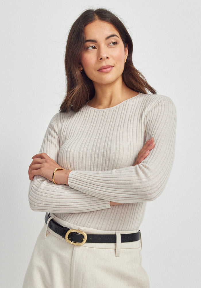 Ella Rib Top - Ecru