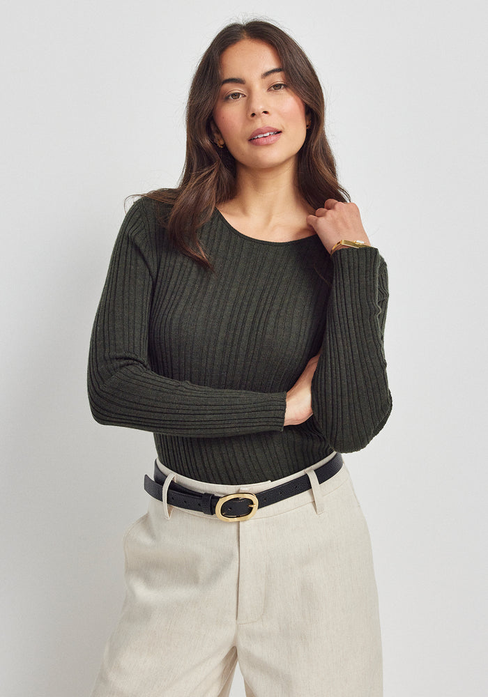 Ella Rib Top - Forest