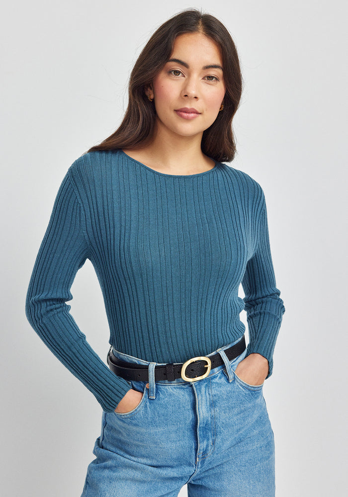 Ella Rib Top - Ocean Mist