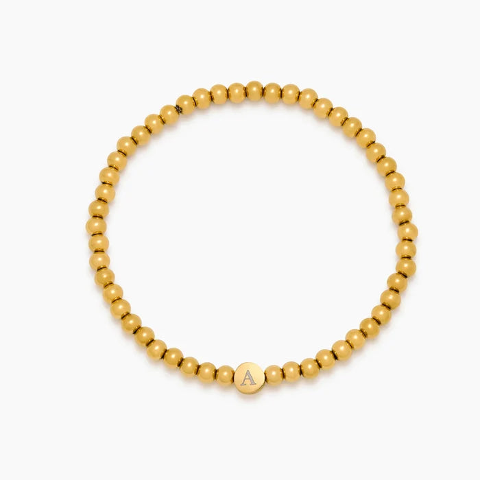 Engraved Initial Beaded Bracelet