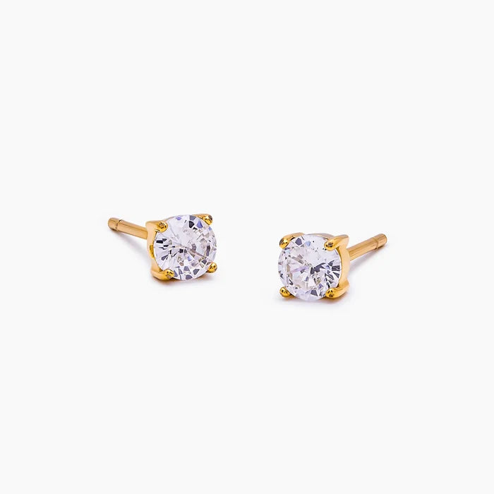 Tennis stud earrings worn — Olivia Jewelry