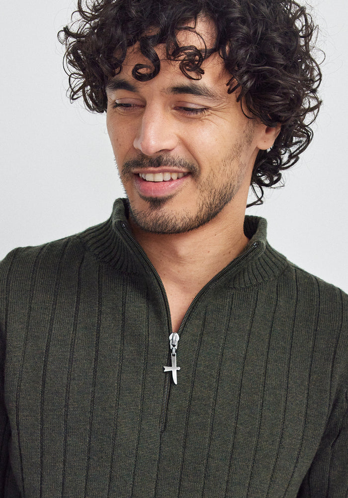 Finn Merino Zip Sweater - Forest