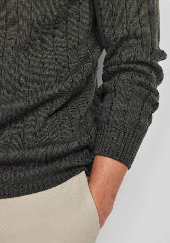 Finn Merino Zip Sweater - Forest