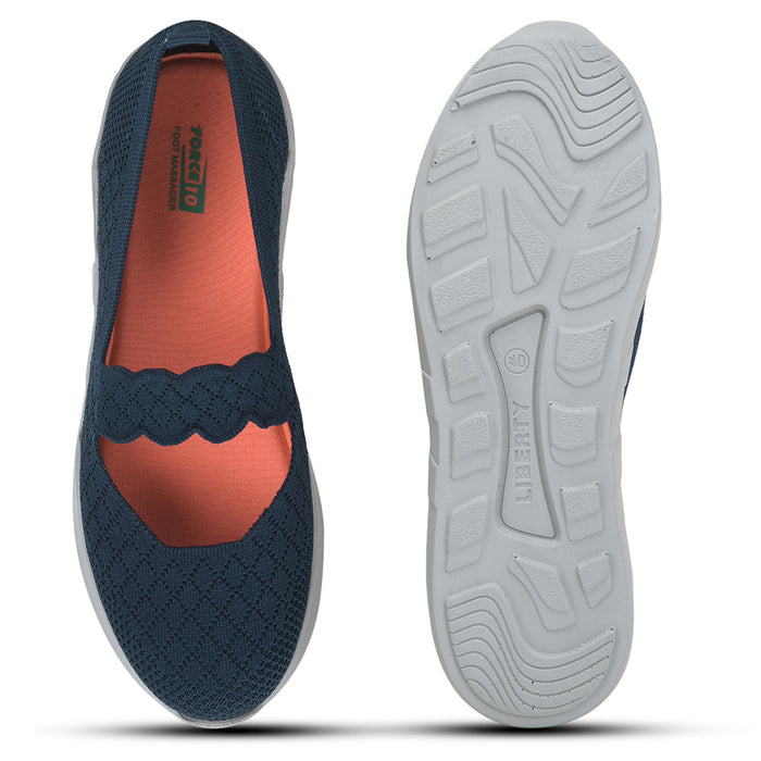 Force 1 Non Lacing Teal Blue Casual Slip on Shoes For Women AVILA-48 By Liberty