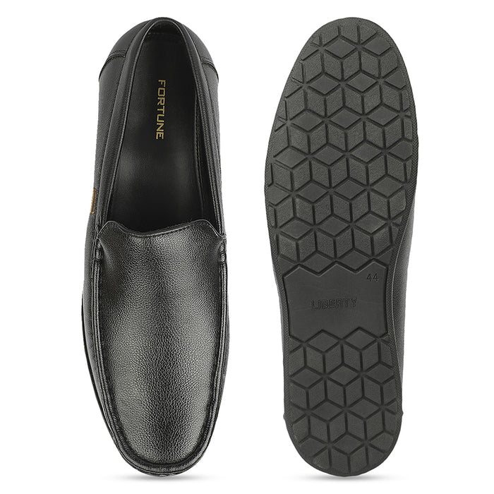 Fortune ALV-7 Black Formal Non Lacing Loafers for Men by Liberty