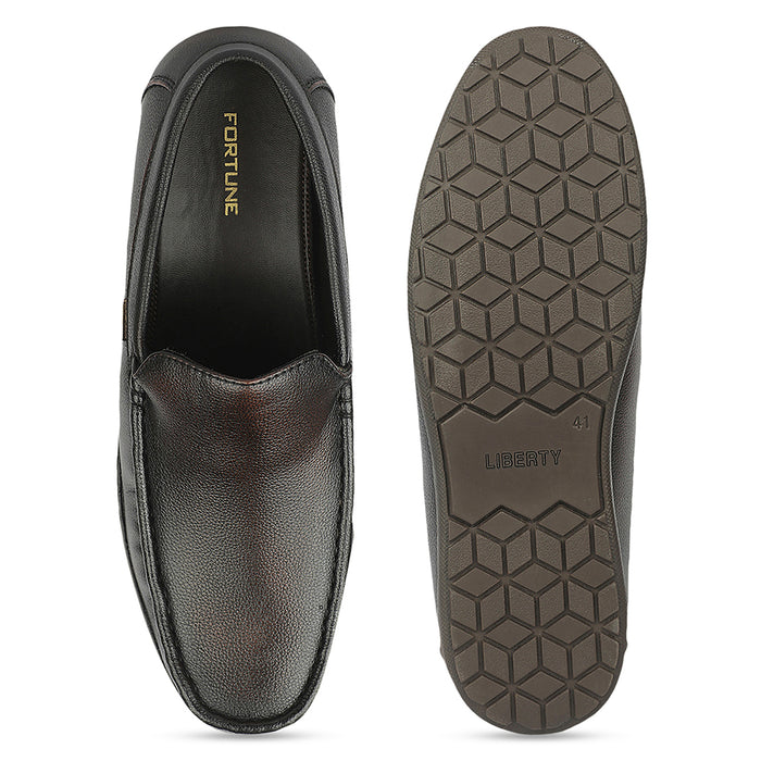Fortune ALV-7 Brown Formal Non Lacing Loafers for Men by Liberty