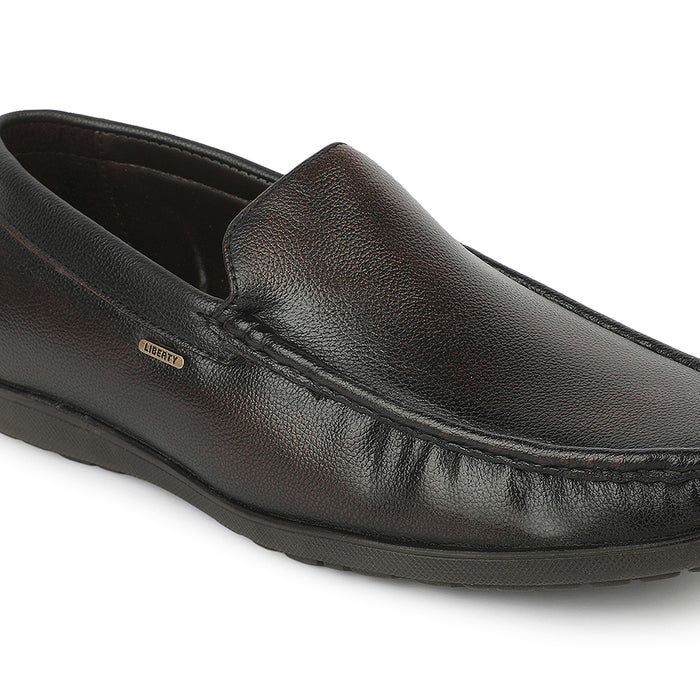 Fortune ALV-7 Brown Formal Non Lacing Loafers for Men by Liberty