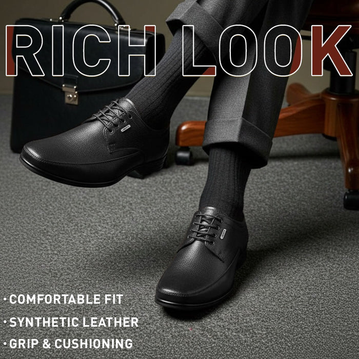 Fortune Black Formal Lacing Derby Shoes For Men Hml 88E By Liberty