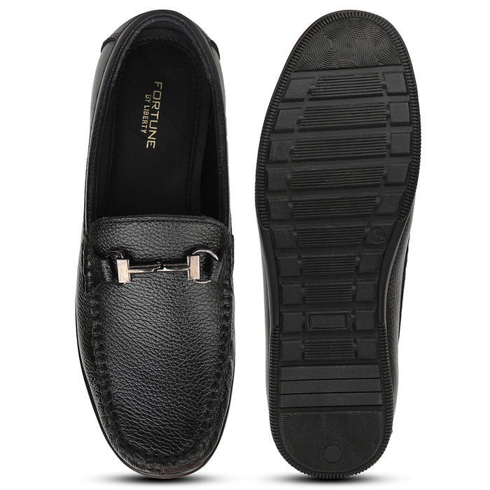 Fortune HIL-11 Black Casual Non Lacing Loafers for Men by Liberty