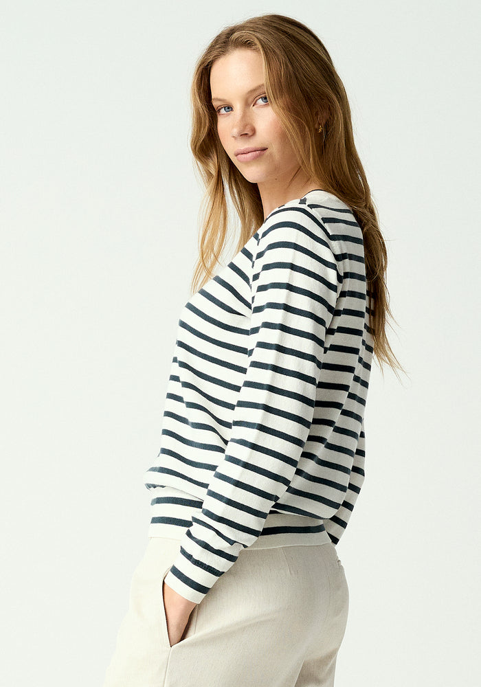 Fountain Sweater - White Linen/Tidepool