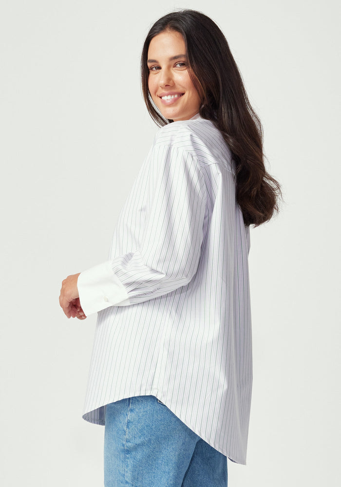 Frankie Shirt - Lilac/Green Stripe