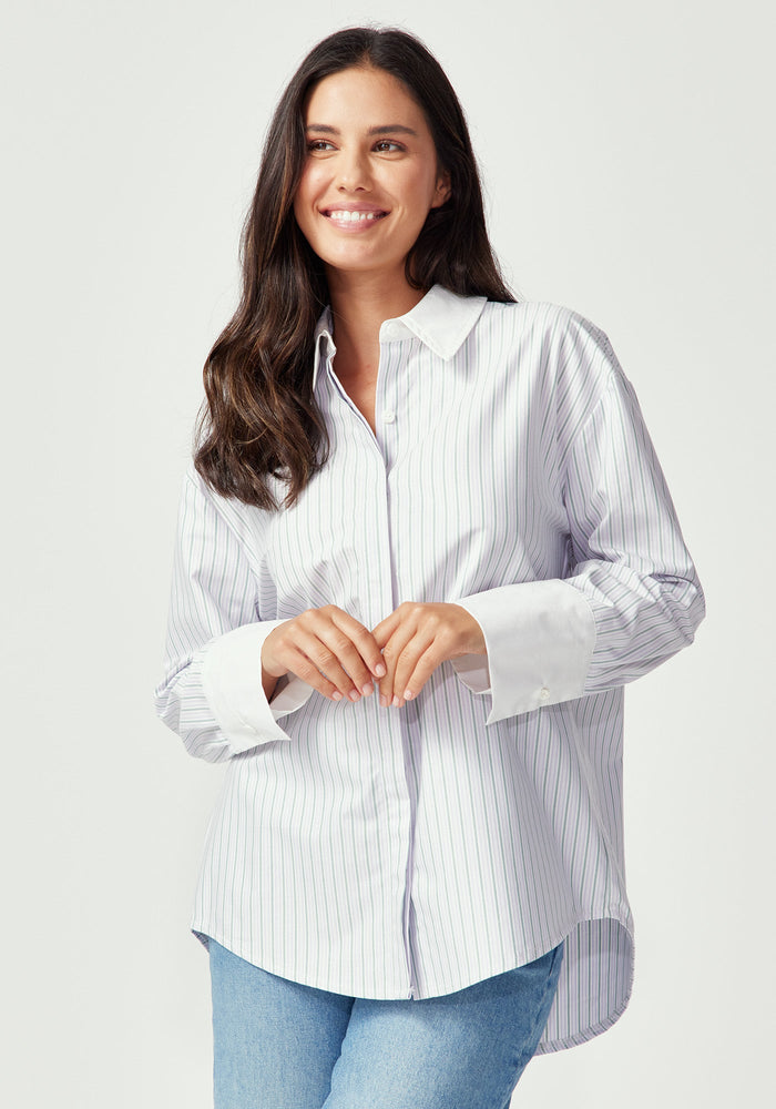 Frankie Shirt - Lilac/Green Stripe