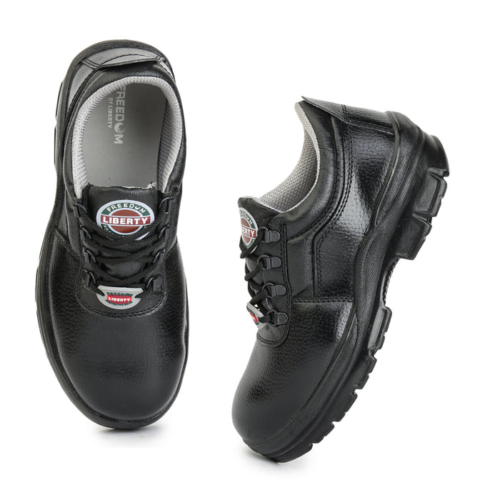 Freedom Black Lace Up Industrial Safety Shoes For Men ROUGHTER-S By Liberty