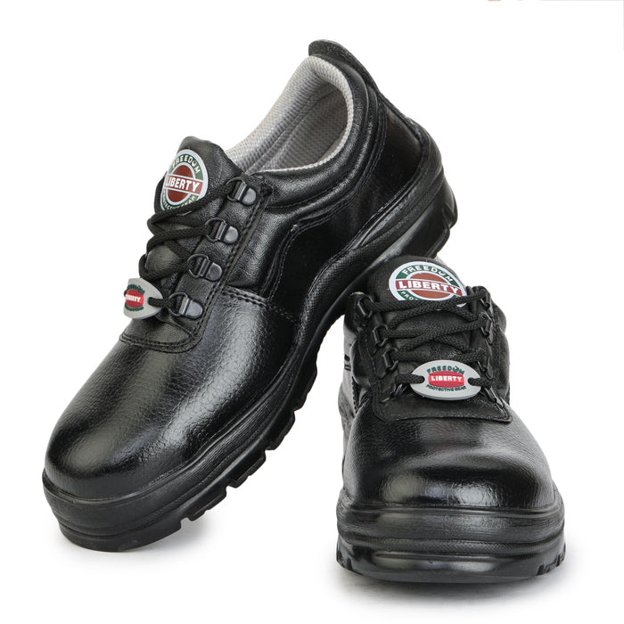 Freedom Black Lace Up Industrial Safety Shoes For Men ROUGHTER-S By Liberty