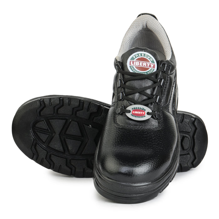 Freedom Black Lace Up Industrial Safety Shoes For Men ROUGHTER-S By Liberty