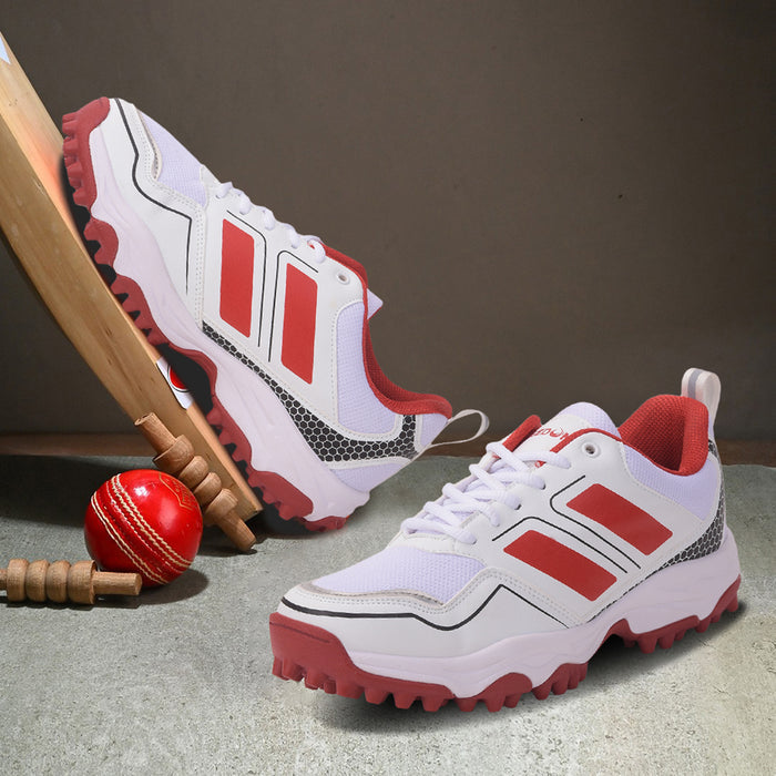 FREEDOM Red Sports Lace-Up Cricket Shoes For Men POWERPLAY By Liberty