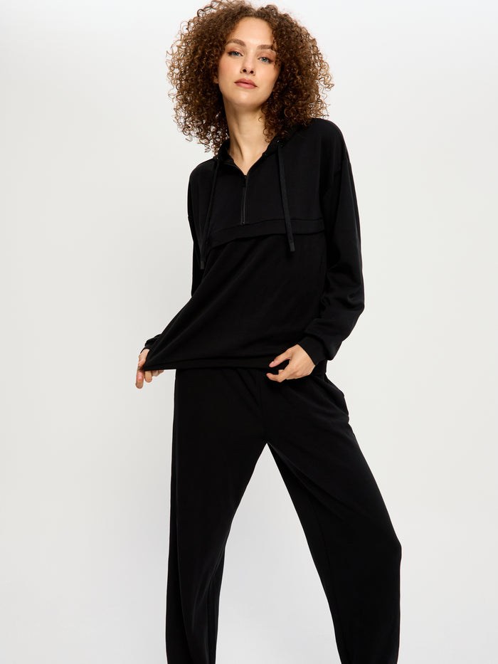 Half-Zip Hoodie Black
